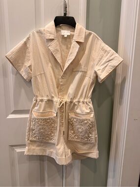 Line and Dot Ivory Lace Jumpsuit Size XS